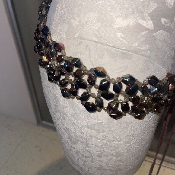 Womens Iridescent Multicolor Glass Beaded Decorative Bohemian Belt One Size - Picture 3 of 15